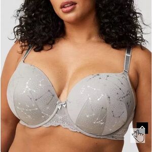 Torrid Perfect T Shirt Push Up Gray Constellation Bra